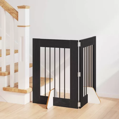  Kutyakerítés állványokkal 2 pcs Fekete Tölgy 60 x 80 cm