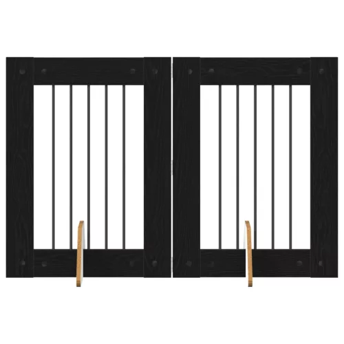  Kutyakerítés állványokkal 2 pcs Fekete Tölgy 60 x 80 cm