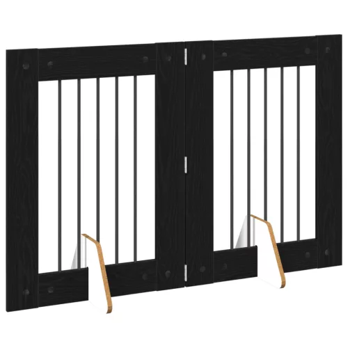  Kutyakerítés állványokkal 2 pcs Fekete Tölgy 60 x 80 cm