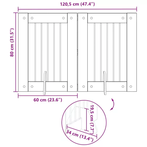  Kutyakerítés állványokkal 2 pcs Fekete Tölgy 60 x 80 cm