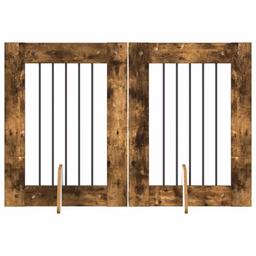  Kutyakerítés állványokkal 2 pcs Füstös Tölgy 60 x 80 cm