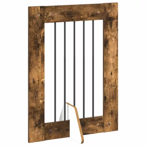  Kutyakerítés állványokkal 2 pcs Füstös Tölgy 60 x 80 cm