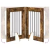  Kutyakerítés állványokkal 2 pcs Füstös Tölgy 60 x 80 cm