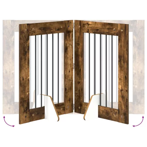  Kutyakerítés állványokkal 2 pcs Füstös Tölgy 60 x 80 cm