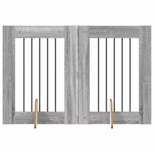  Kutyakerítés állványokkal 2 pcs Szürke Sonoma 60 x 80 cm