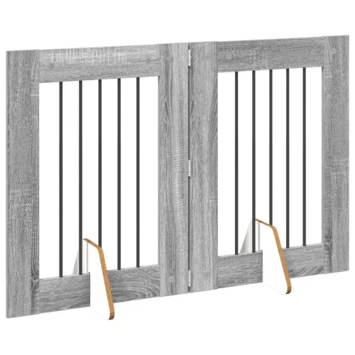  Kutyakerítés állványokkal 2 pcs Szürke Sonoma 60 x 80 cm