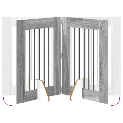 Kutyakerítés állványokkal 2 pcs Szürke Sonoma 60 x 80 cm