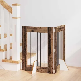    Kutyakerítés állványokkal 2 pcs Antik Fa 60 x 80 cm Szerelt Fa