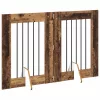  Kutyakerítés állványokkal 2 pcs Antik Fa 60 x 80 cm Szerelt Fa