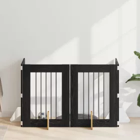    Kutyakerítés állványokkal 4 pcs Fekete Tölgy 60 x 80 cm