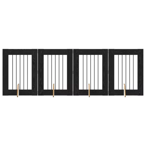  Kutyakerítés állványokkal 4 pcs Fekete Tölgy 60 x 80 cm