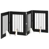  Kutyakerítés állványokkal 4 pcs Fekete Tölgy 60 x 80 cm