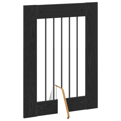  Kutyakerítés állványokkal 4 pcs Fekete Tölgy 60 x 80 cm