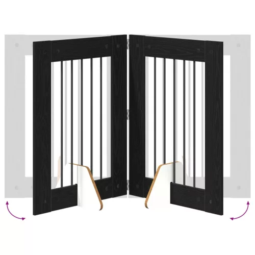  Kutyakerítés állványokkal 4 pcs Fekete Tölgy 60 x 80 cm