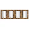  Kutyakerítés állványokkal 4 pcs Füstös Tölgy 60 x 80 cm