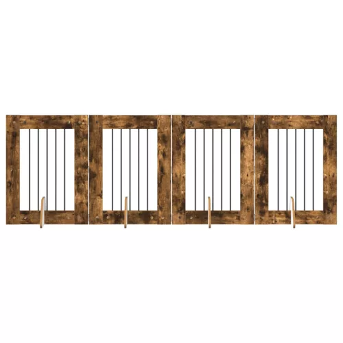  Kutyakerítés állványokkal 4 pcs Füstös Tölgy 60 x 80 cm