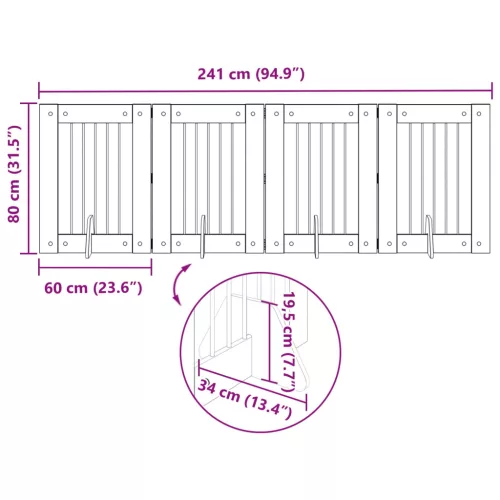  Kutyakerítés állványokkal 4 pcs Füstös Tölgy 60 x 80 cm