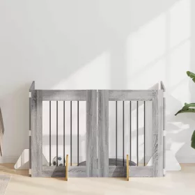    Kutyakerítés állványokkal 4 pcs Szürke Sonoma 60 x 80 cm