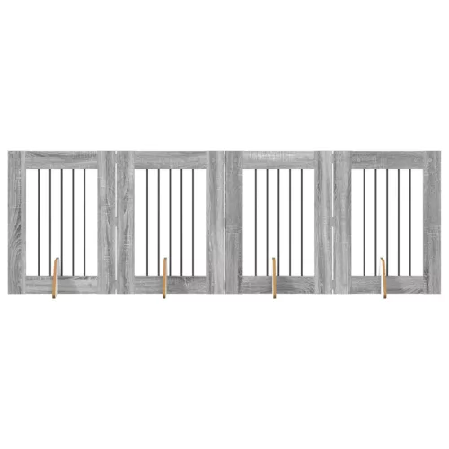  Kutyakerítés állványokkal 4 pcs Szürke Sonoma 60 x 80 cm