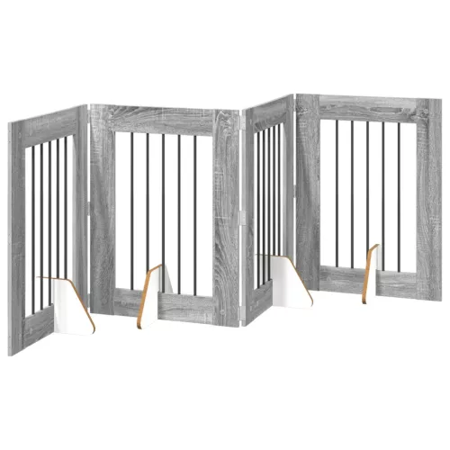  Kutyakerítés állványokkal 4 pcs Szürke Sonoma 60 x 80 cm