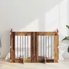  Kutyakerítés állványokkal 4 pcs Antik Fa 60 x 80 cm Szerelt Fa