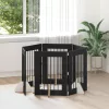  Kutyakerítés állványokkal 6 pcs Fekete Tölgy 60 x 80 cm