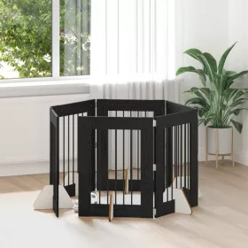    Kutyakerítés állványokkal 6 pcs Fekete Tölgy 60 x 80 cm