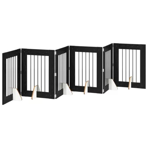  Kutyakerítés állványokkal 6 pcs Fekete Tölgy 60 x 80 cm