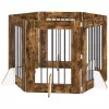  Kutyakerítés állványokkal 6 pcs Füstös Tölgy 60 x 80 cm