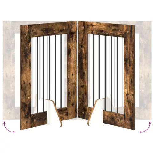  Kutyakerítés állványokkal 6 pcs Füstös Tölgy 60 x 80 cm