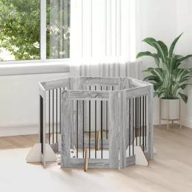    Kutyakerítés állványokkal 6 pcs Szürke Sonoma 60 x 80 cm