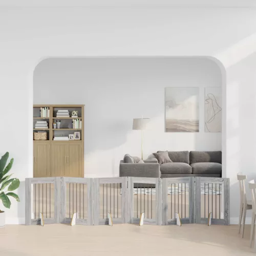  Kutyakerítés állványokkal 6 pcs Szürke Sonoma 60 x 80 cm