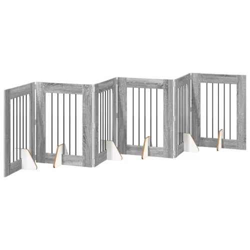  Kutyakerítés állványokkal 6 pcs Szürke Sonoma 60 x 80 cm