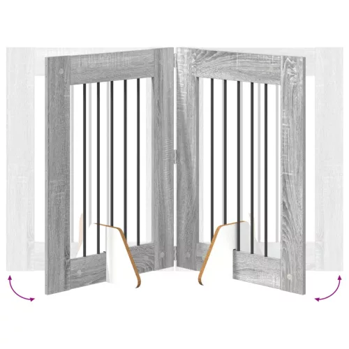  Kutyakerítés állványokkal 6 pcs Szürke Sonoma 60 x 80 cm