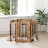  Kutyakerítés állványokkal 6 pcs Antik Fa 60 x 80 cm Szerelt Fa