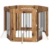  Kutyakerítés állványokkal 6 pcs Antik Fa 60 x 80 cm Szerelt Fa