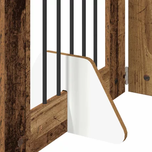  Kutyakerítés állványokkal 6 pcs Antik Fa 60 x 80 cm Szerelt Fa