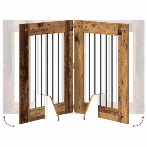  Kutyakerítés állványokkal 6 pcs Antik Fa 60 x 80 cm Szerelt Fa