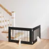  Kutyakerítés állványokkal 2 pcs Fekete Tölgy 100 x 60 cm