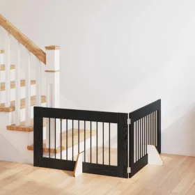   Kutyakerítés állványokkal 2 pcs Fekete Tölgy 100 x 60 cm