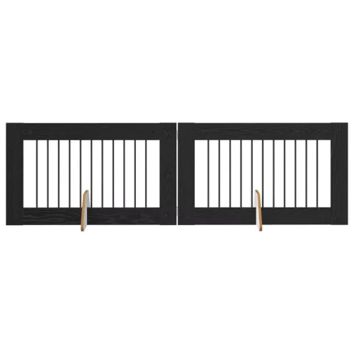  Kutyakerítés állványokkal 2 pcs Fekete Tölgy 100 x 60 cm