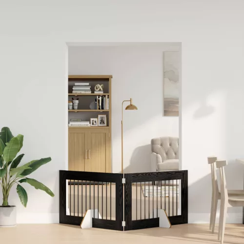  Kutyakerítés állványokkal 2 pcs Fekete Tölgy 100 x 60 cm