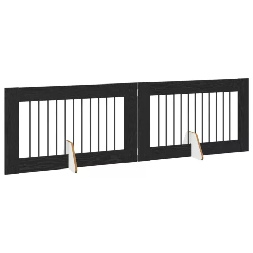  Kutyakerítés állványokkal 2 pcs Fekete Tölgy 100 x 60 cm