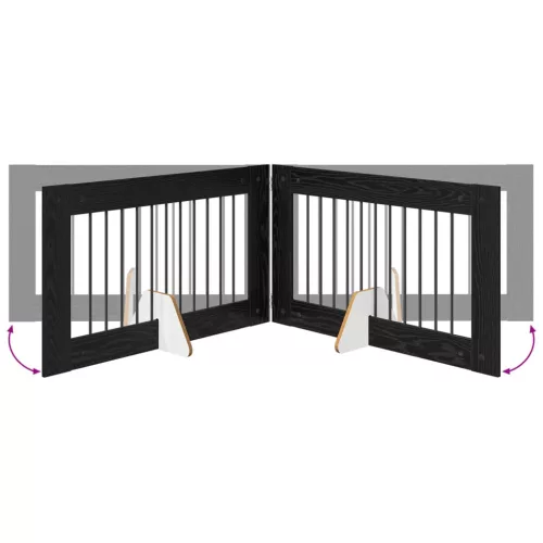  Kutyakerítés állványokkal 2 pcs Fekete Tölgy 100 x 60 cm