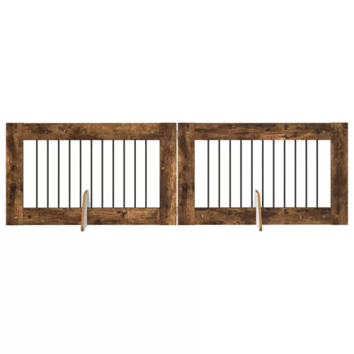  Kutyakerítés állványokkal 2 pcs Füstös Tölgy 100 x 60 cm