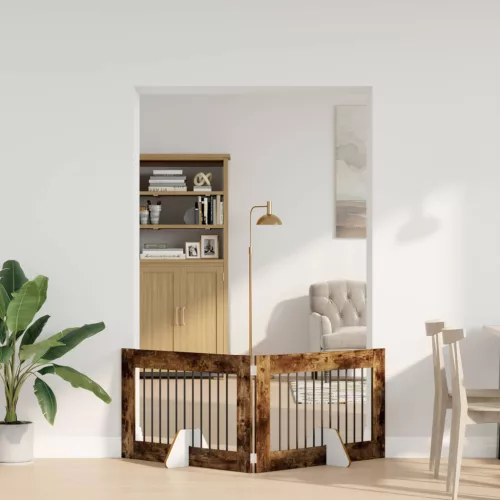  Kutyakerítés állványokkal 2 pcs Füstös Tölgy 100 x 60 cm