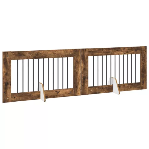  Kutyakerítés állványokkal 2 pcs Füstös Tölgy 100 x 60 cm
