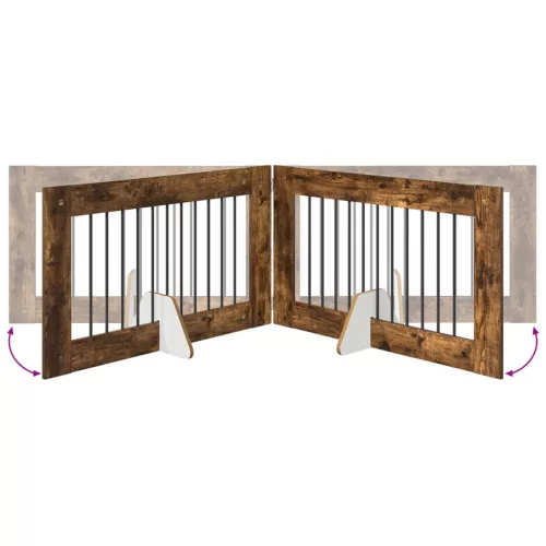  Kutyakerítés állványokkal 2 pcs Füstös Tölgy 100 x 60 cm