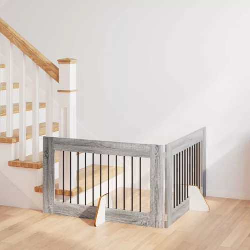  Kutyakerítés állványokkal 2 pcs Szürke Sonoma 100 x 60 cm
