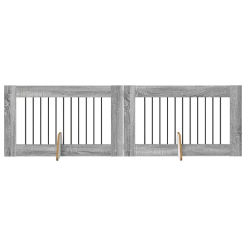  Kutyakerítés állványokkal 2 pcs Szürke Sonoma 100 x 60 cm